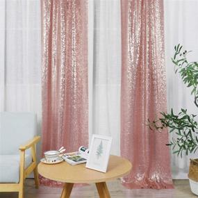 img 4 attached to ✨ Hahuho Rose Gold Sequin Backdrop Curtain: Sparkling Glitter Decor for Parties, Christmas, Weddings & More! (2 Panels, 2FT x 8FT)