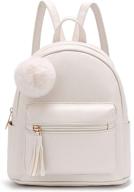 🎒 stylish mini pu leather pom backpack shoulder bag with charm tassel - perfect for girls, teens, and women logo