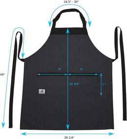 img 1 attached to 👨 Pockets Included Black Dog Pinstripe Apron, Ideal for Men and Women in the Kitchen, Chef's Essential, Durable Denim Apron