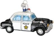 👮 law enforcement christmas ornaments: police officer gifts handcrafted glass ornaments for christmas tree, police car logo