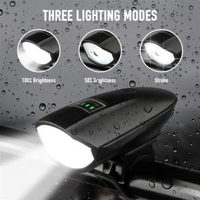 img 2 attached to 🚲 Bike Lights Set with Horn: Rechargeable 1400LM Headlight & Tail Light - Waterproof, 3 Lighting Modes, Fits All Bicycles for Road and Mountain