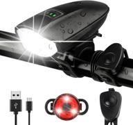 🚲 bike lights set with horn: rechargeable 1400lm headlight & tail light - waterproof, 3 lighting modes, fits all bicycles for road and mountain logo