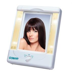 img 2 attached to 💡 Conair White Makeup Mirror - Two-Sided Lighted with 4 Light Settings, 1x/5x Magnification