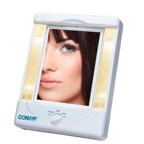 img 1 attached to 💡 Conair White Makeup Mirror - Two-Sided Lighted with 4 Light Settings, 1x/5x Magnification
