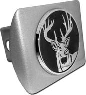 🦌 buck hunting brushed metal hitch cover: stylish & sturdy trailer accessory logo