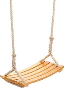 img 4 attached to 🌳 Adjustable Wood Tree Swing Set for Adults and Kids - 72.83" Rope Swing Seat, 300lb Capacity - Includes 2 Mounting Hooks, Screws - Indoor/Outdoor Home Use