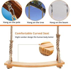 img 1 attached to 🌳 Adjustable Wood Tree Swing Set for Adults and Kids - 72.83" Rope Swing Seat, 300lb Capacity - Includes 2 Mounting Hooks, Screws - Indoor/Outdoor Home Use