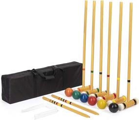 img 4 attached to 🎾 Premium 6-Player Croquet Set: Deluxe Wooden Mallets, Colorful Balls, &amp; Durable Carrying Bag - Classic Outdoor Yard Game by Crown Sporting Goods