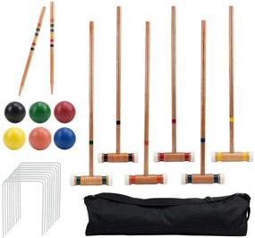 img 3 attached to 🎾 Premium 6-Player Croquet Set: Deluxe Wooden Mallets, Colorful Balls, &amp; Durable Carrying Bag - Classic Outdoor Yard Game by Crown Sporting Goods