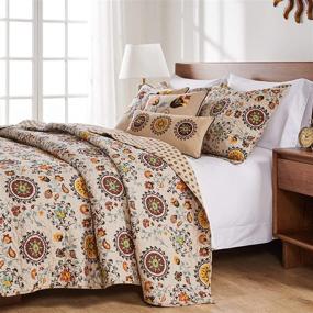 img 1 attached to 🛏️ Stylish Greenland Home 3-Piece Andorra Quilt Set for King Size Bed in Vibrant Multicolor Design