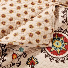 img 2 attached to 🛏️ Stylish Greenland Home 3-Piece Andorra Quilt Set for King Size Bed in Vibrant Multicolor Design