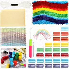 img 3 attached to 🌈 Handmade DIY Rainbow Rug Kit: Latch Hook Tool Cushion Carpet Mat with 19 x 14 Inch Printed Canvas Pattern - Ideal for Kids and Adults