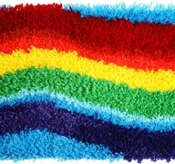 🌈 handmade diy rainbow rug kit: latch hook tool cushion carpet mat with 19 x 14 inch printed canvas pattern - ideal for kids and adults logo