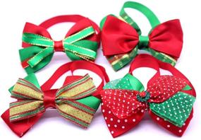 img 1 attached to 🎀 Yagopet 10pcs Small Dog Bow Ties for Christmas - Cat Dog Bowties Collar Festival Accessories - Christmas Dog Ties Grooming Set