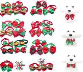 img 4 attached to 🎀 Yagopet 10pcs Small Dog Bow Ties for Christmas - Cat Dog Bowties Collar Festival Accessories - Christmas Dog Ties Grooming Set