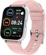 1.69 inch touch screen togala smart watch, women's sports fitness tracker with sleep and heart rate monitor, ip67 waterproof, for android and ios phones - pink logo