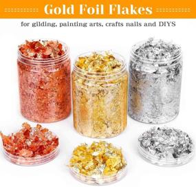 img 3 attached to 🎨 Premium Gold Foil Flakes for Resin Jewelry, Nails, Crafts - Paxcoo 15g Metallic Leaf in Gold, Silver, Copper Colors