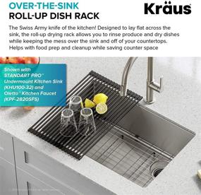 img 3 attached to 🔪 KRAUS KRM-10BLACK 21-Inch Stainless Steel Roll-Up Dish Drying Rack - Multipurpose Over The Sink Design with Silicone Coating, Regular Size, Black