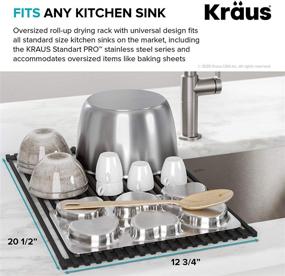 img 1 attached to 🔪 KRAUS KRM-10BLACK 21-Inch Stainless Steel Roll-Up Dish Drying Rack - Multipurpose Over The Sink Design with Silicone Coating, Regular Size, Black