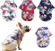 🌴 set of 4 hawaiian dog shirts | breathable pet clothes | dog sweatshirts with cool coconut tree pineapple beach design | size xs-5xl | ideal for small medium large dogs & cats | stylish dog polo apparel for boys and girls логотип