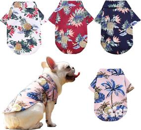 img 4 attached to 🌴 Set of 4 Hawaiian Dog Shirts | Breathable Pet Clothes | Dog Sweatshirts with Cool Coconut Tree Pineapple Beach Design | Size XS-5XL | Ideal for Small Medium Large Dogs & Cats | Stylish Dog Polo Apparel for Boys and Girls