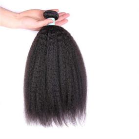 img 1 attached to 💁 Покупайте волосы BLY Mongolian Kinky Straight Virgin Human Hair: Премиум 8A Невереденные натуральные черные волосы - 3 пучка волос Яки (20 22 24 дюйма)