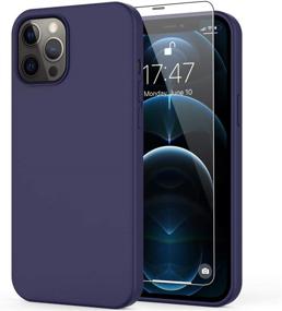 img 4 attached to 📱 DEENAKIN Dark Blue iPhone 12 Pro Max Case & Screen Protector - Soft Liquid Silicone Gel Rubber Bumper Cover for Slim Fit, Shockproof, Protective Phone Case (6.7 inches)