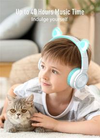 img 2 attached to 🎧 Беспроводные Bluetooth наушники Mint Picun Cat Ear: складные, светодиодный свет, микрофон - идеально подходят для девочек и мальчиков