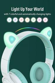 img 3 attached to 🎧 Беспроводные Bluetooth наушники Mint Picun Cat Ear: складные, светодиодный свет, микрофон - идеально подходят для девочек и мальчиков