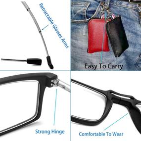 img 2 attached to 👓 Blue Light Blocking Compact Folding Reading Glasses for Women and Men with Spring Hinge - Slim Pocket Eyeglasses for Computer Use