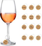 12-piece wooden wine glass charms markers for wine glasses, champagne flutes, cocktails, martinis – drink markers for parties and events logo