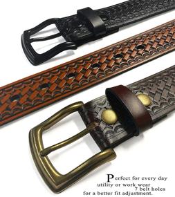 img 2 attached to 🎩 Exquisite Basketweave Embossed Black Genuine Leather Men's Belts: Sophisticated Black Men's Accessories