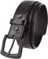 🎩 exquisite basketweave embossed black genuine leather men's belts: sophisticated black men's accessories logo