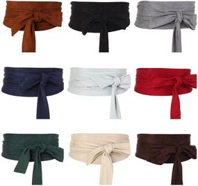 img 3 attached to 🎀 Aecibzo Women's Bowknot Self-Tie Obi Waist Belt, Cinch Band for Boho Fashion