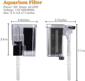 img 3 attached to 🐠 PULACO Silent Hang-on Aquarium Filter (66GPH 3W), Compact Fish Tank Filter for 3-10 Gallon Tanks