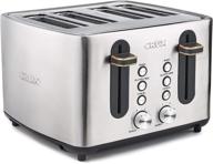 🍞 crux 4-slice stainless steel toaster with wide slots & 6 shade control - silver logo