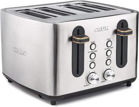 img 4 attached to 🍞 CRUX 4-Slice Stainless Steel Toaster with Wide Slots & 6 Shade Control - Silver