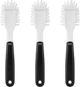 img 4 attached to 🧽 3 Pack Dish Brush with Built-in Scraper and Non-Slip Handle – Ideal Kitchen Scrub Brush for Dishes, Pots, Pans, Skillets, Sinks, and Bathroom Cleaning