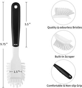 img 2 attached to 🧽 3 Pack Dish Brush with Built-in Scraper and Non-Slip Handle – Ideal Kitchen Scrub Brush for Dishes, Pots, Pans, Skillets, Sinks, and Bathroom Cleaning