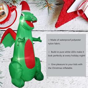 img 3 attached to 6FT Christmas Inflatable Dragon Decorations with LED Light - Perfect Blow Up Dinosaur Decoration for Xmas Theme Party Decor, Yard Garden, and Lawn Ornaments