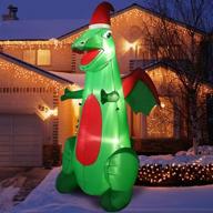 6ft christmas inflatable dragon decorations with led light - perfect blow up dinosaur decoration for xmas theme party decor, yard garden, and lawn ornaments logo