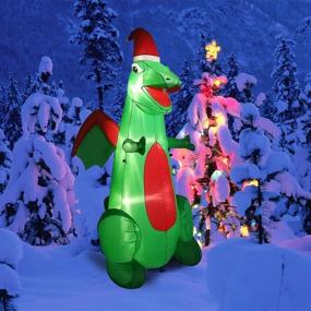 img 2 attached to 6FT Christmas Inflatable Dragon Decorations with LED Light - Perfect Blow Up Dinosaur Decoration for Xmas Theme Party Decor, Yard Garden, and Lawn Ornaments