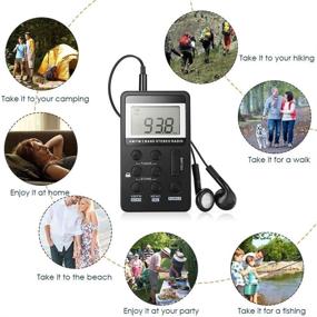 img 1 attached to Black Portable Pocket AM FM Radio Receiver with Earphone, Rechargeable Battery for Walk/Jogging/Gym/Camping