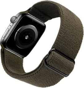 img 4 attached to Эластичный регулируемый браслет для Apple Watch Series 7 6 5 4 SE 3 2 1 - Оливковый, 38/40/41 мм, спортивный браслет для женщин и мужчин