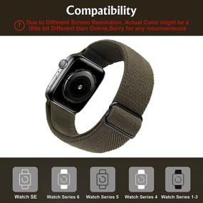 img 3 attached to Эластичный регулируемый браслет для Apple Watch Series 7 6 5 4 SE 3 2 1 - Оливковый, 38/40/41 мм, спортивный браслет для женщин и мужчин