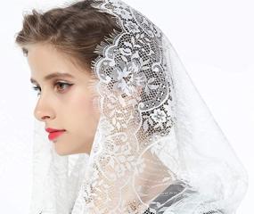 img 3 attached to Catholic Mantilla Halloween Cathedral Covering Women's Accessories in Special Occasion Accessories