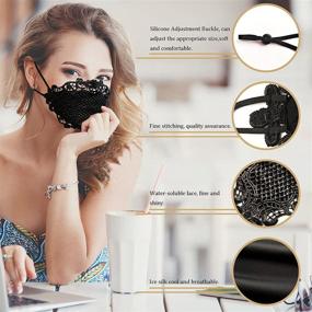 img 1 attached to 🎭 Stunning Masquerade Black Lace-Mask: Fashionable Face Scarf, Reusable & Washable Cloth