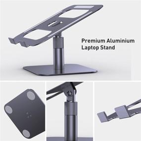 img 1 attached to ORIGBELIE Laptop Stand for Desk - Adjustable Height Ergonomic Aluminum Computer Stand 🖥️ with Non-Slip Silicone Pads - Ventilated Laptop Raiser Holder for 10-15.6 Inch Notebooks (Black)