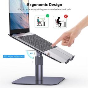 img 2 attached to ORIGBELIE Laptop Stand for Desk - Adjustable Height Ergonomic Aluminum Computer Stand 🖥️ with Non-Slip Silicone Pads - Ventilated Laptop Raiser Holder for 10-15.6 Inch Notebooks (Black)