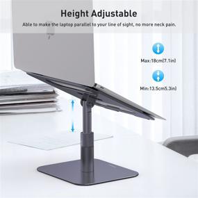 img 3 attached to ORIGBELIE Laptop Stand for Desk - Adjustable Height Ergonomic Aluminum Computer Stand 🖥️ with Non-Slip Silicone Pads - Ventilated Laptop Raiser Holder for 10-15.6 Inch Notebooks (Black)